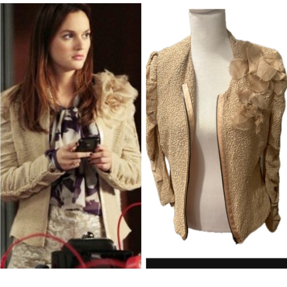 ASO Blair Waldorf Gossip Girl Valentino Zip Up Blazer Floral